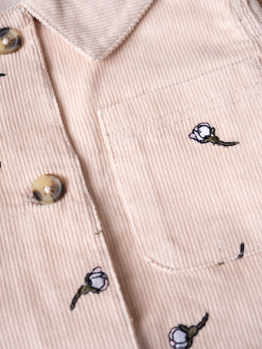 Elliot Cordroy Jacket ∼ White flowers rose embroidery